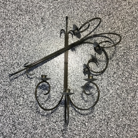 Vintage ✦ Gothic Iron Wall Brass Candlestick (set of 2) - Picture 4 of 5